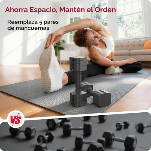 Vista 5 de FEIERDUN DB3 - Juego de mancuernas ajustables 5 en 1, 6 libras/10 libras, pesas ajustables para mujeres en casa, pesas de mano estables de doble