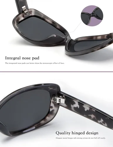 Vista 5 de KALIYADI Gafas de sol cuadradas elegantes para mujer, marco envolvente con protección UV