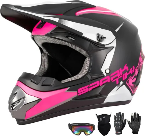 Vista 11 de Casco de motocross juvenil, casco de motocicleta ATV, cascos de motocross para exteriores, aprobado por DOT, cascos todoterreno con guantes, gafas