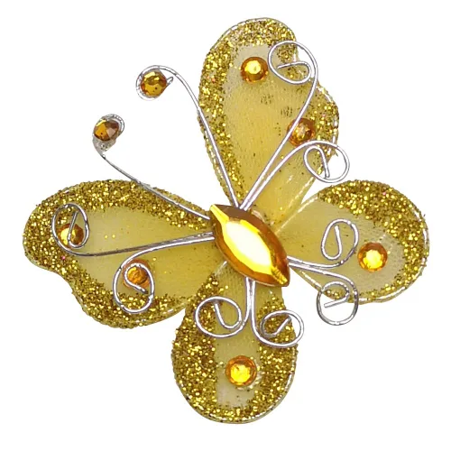Vista 6 de Chenkou Craft Decoraciones de boda de mariposa de alambre de organza azul 26pcs