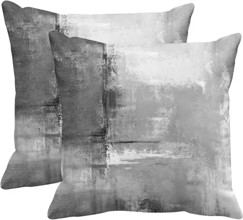 Vista 8 de Britimes Fundas de almohada modernas para decoración del hogar, 16 x 16 pulgadas, juego de 2 fundas de almohada de pintura al óleo abstracta