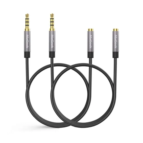 Vista 10 de MaGeek Cable de extensión auxiliar de audio de 0.138 in, TRRS de 4 polos, adaptador de extensión auxiliar macho a hembra compatible con Beats