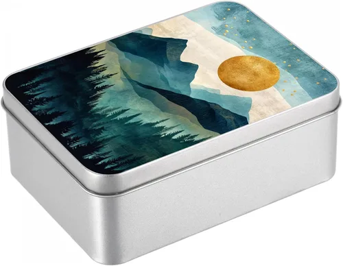 Vista 23 de Caja de lata de metal con tapa, contenedor de almacenamiento rectangular vacío de hojalata, estuche de lata portátil ligero para manualidades