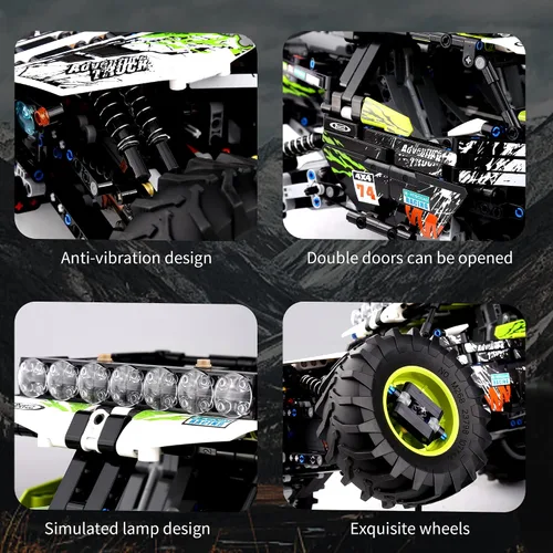 Vista 4 de Mould King 18002 RC - Kit de construcción de coches de escalada a control remoto, 1879 piezas MOC bloques de construcción 4 x 4 todoterreno
