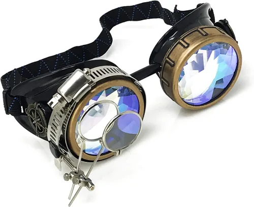 Vista 60 de Lentes estilo victoriano Steampunk con diseño de brújula, lentes de colores y lupa ocular