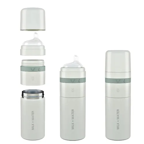 Vista 10 de MILK & WATER - Dispensador de biberones y fórmula para bebés todo en uno de acero inoxidable sobre la marcha, mantiene el agua caliente y la fórmula