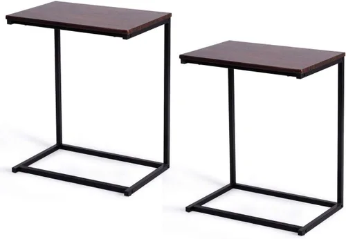 Vista 10 de Tangkula soporte para laptop, mesa portátil de extremo para sofá, mobiliario de oficina y hogar.