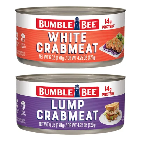 Vista 5 de Bumble Bee - Carne de cangrejo blanca en escamas en agua, lata de 170 g – 14 g de proteína y 1 g de carbohidratos por porción – Capturada