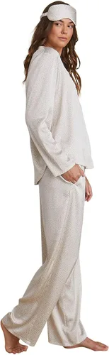 Vista 2 de Barefoot Dreams Conjunto de pijama de satén lavado, ropa de dormir de satén de lujo con máscara para dormir