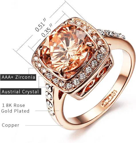 Vista 2 de Acefeel Anillos brillantes amarillos del topacio de la circona cúbica para las mujeres 18K chapado en oro rosa, Circonita, oro blanco, cobre, oro