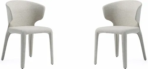 Vista 16 de Manhattan Comfort Conrad - Sillas de comedor modernas de mediados de siglo, muebles de cocina tapizados de tweed con respaldo contorneado, acolchado