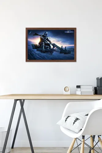 Vista 15 de Star Wars: The Mandalorian - Póster de pared Grogu Sunset Speeder, 34 pulgadas de largo x 22.4 W, versión premium sin marco