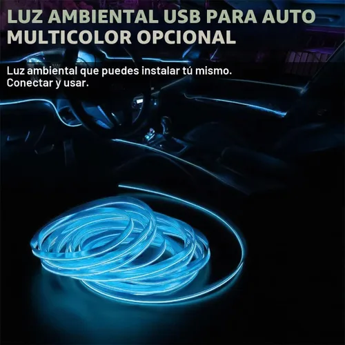 Vista 3 de Tira de luces LED de cable EL, tira de luz de neón automática USB de 10 pies/3M con borde de costura, kits de iluminación ambiental