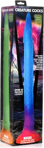 Vista 8 de CREATURE COCKS Makara Consolador de Serpiente de Silicona que Brilla en la Oscuridad para Hombres, Mujeres y Parejas. Consolador de Silicona Premium