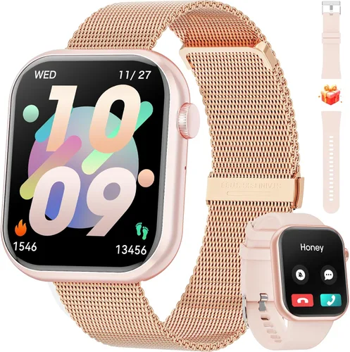Vista 9 de Hwagol Reloj Inteligente (Contestar/Hacer Llamadas) Rastreador de Fitness de 1.85 Pulgadas, Esferas DIY/Podómetro/Calorías/Múltiples Modos Negro