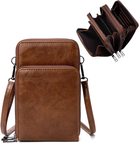 Vista 20 de Myfriday - Bolso pequeño de piel para mujer con correa de guitarra, bolso cruzado mini y bolso de hombro con 2 ranuras para tarjetas A-Negro