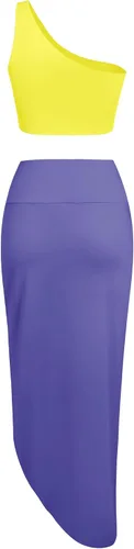 Vista 2 de ZAFUL Falda de 2 piezas para mujer con camiseta sin mangas, falda torcida de alta luz, vestido ajustado para fiesta, club, salida nocturna, cóctel