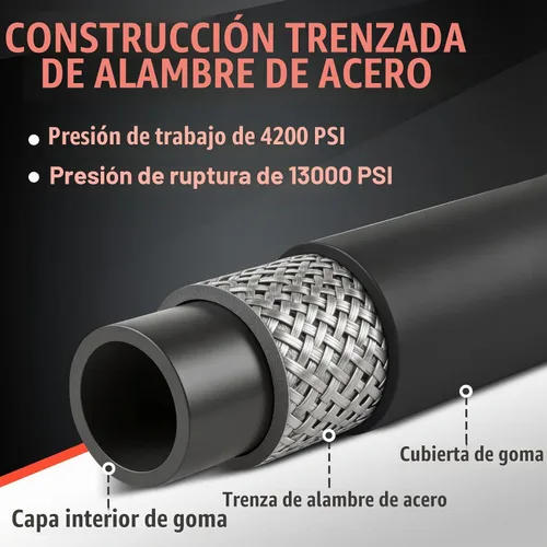 Vista 5 de YAMATIC Manguera de lavado a presión de 3/8" 50 pies, giratoria de 3/8 Negro
