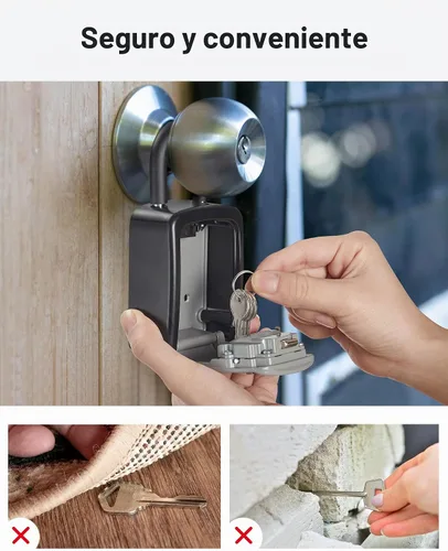 Vista 7 de Caja de seguridad Puroma para llaves, caja de seguridad con combinación de 4 dígitos, caja de seguridad portátil para la pared con código