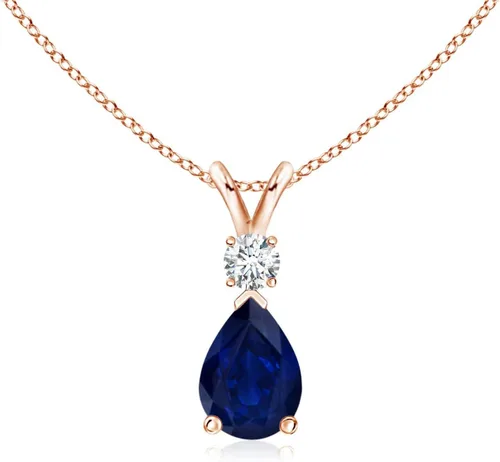 Vista 118 de Angara Colgante de lágrima de zafiro azul natural con diamante en plata/oro macizo de 14 quilates/platino Cumpleaños, compromiso, aniversario