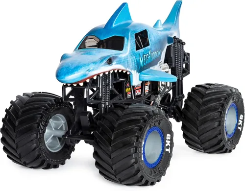 Vista 3 de Monster Jam Oficial - Camión monstruo de Megalodón, vehículo fundido a presión, escala 1:24 Megalodon V1
