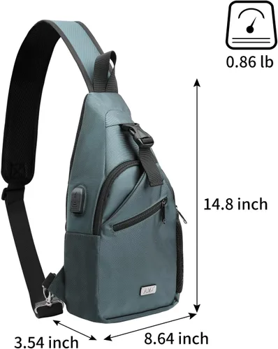 Vista 14 de AMJ Bolso bandolera para hombres y mujeres, mochila de hombro casual, mochila de pecho para senderismo y viajes