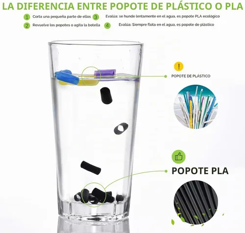 Vista 2 de Pajitas desechables plásticas del negro biodegradable del PLA 100P Paquete de 100 pajitas negras