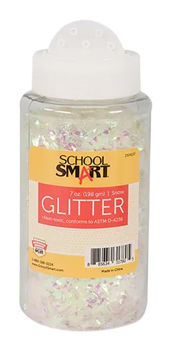 Vista 2 de School Smart Craft Glitter, frasco de 7 onzas, nieve