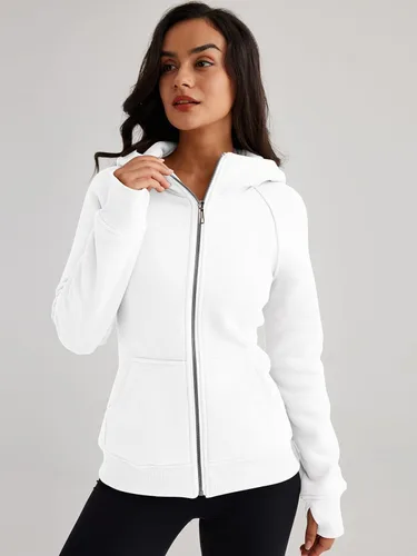 Vista 4 de Trendy Queen Sudaderas con capucha y cremallera para mujer, sudaderas de forro polar, sudaderas con bolsillos, ropa de invierno Y2K