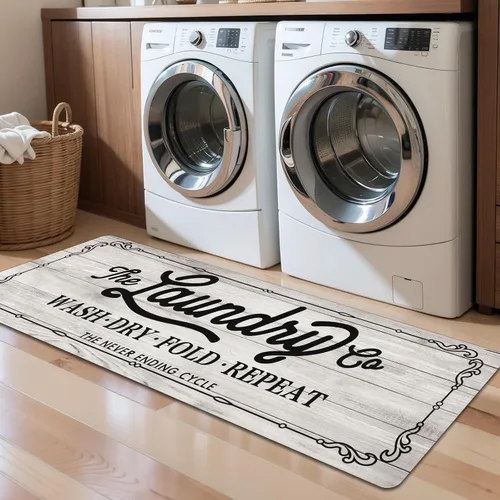 Vista 28 de Pauwer - Alfombra de cocina estilo granja, 20"X48", beige, antideslizante, lavable, hecha a máquina Goma, lavable, duradero, fácil de limpiar