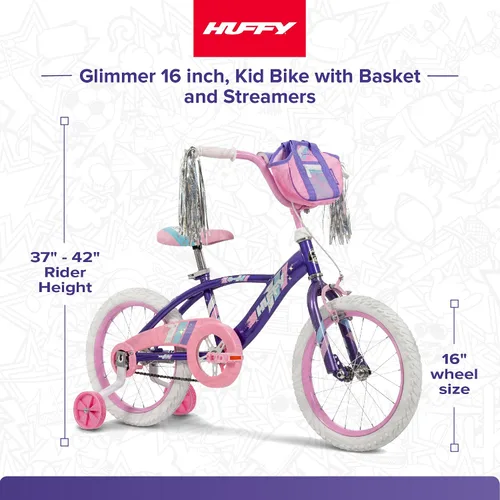 Vista 6 de Huffy Kids 12/16 Inch Bikes, Multiple Color Options Available, Ideal for Ages 3+ Years Old, EZ Build Assembly, Removable Training Wheels, Chain