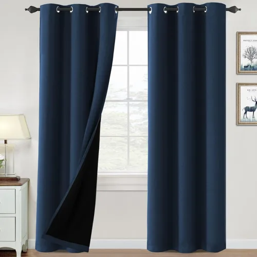 Vista 108 de H.VERSAILTEX Cortinas 100% de opacidad para dormitorio, con aislamiento térmico, cortinas opacas de 63 pulgadas de largo, cortinas de bloqueo