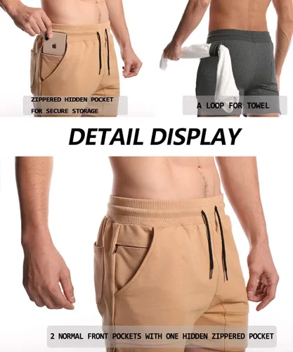 Vista 5 de EVERWORTH Pantalones cortos sólidos de gimnasio y entrenamiento para hombre, culturismo, correr, ajustados, entrenamiento, jogging, con bolsillo
