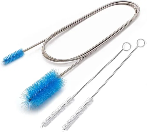Vista 8 de Juego de cepillos de drenaje flexibles de 67 pulgadas, limpiador de tuberías de manguera larga de doble extremo con 2 cepillos de limpieza de paja