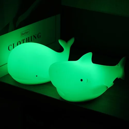 Vista 7 de LOVERUIS Linda luz nocturna de ballena para niños, luz nocturna para niños, lámpara de noche de tiburón, luz de cumpleaños, Halloween, regalo
