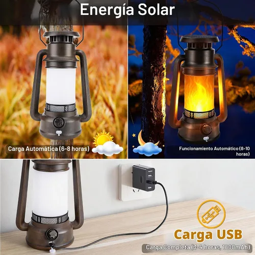 Vista 8 de Toodour Linterna solar de Halloween, paquete de 2 faroles solares vintage Bronce