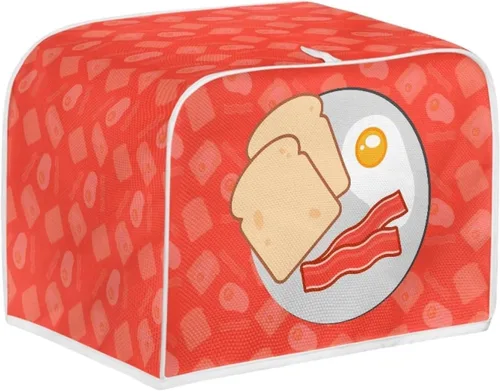 Vista 2 de Cubierta para tostadora de 2 rebanadas con tema de desayuno para cocina, lavable para electrodomésticos, cubierta para hacer pan, resistente a