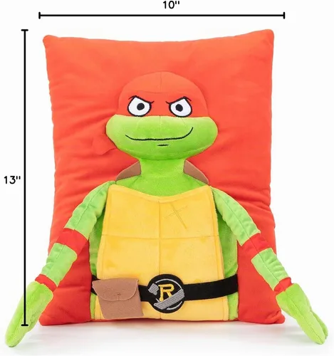Vista 6 de Jay Franco Nickelodeon Tortugas Ninja Adolescentes Mutantes Raphael - Almohada de Abrazo 3D Super Suave de Felpa - Mide 33 cm Rojo - Raphael