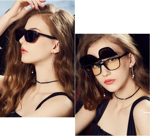 Vista 5 de OopsMi Polarized Clip-on Sunglasses Unisex Anti-Glare Driving Sunglasses With Flip Up for Prescription Glasses