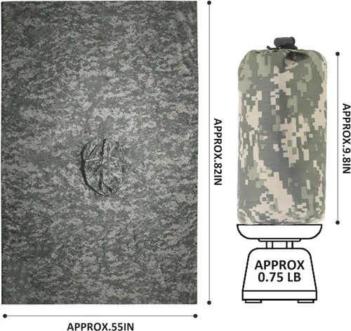 Vista 3 de GRVCN Poncho de lluvia militar, impermeable de camuflaje impermeable ligero al aire libre
