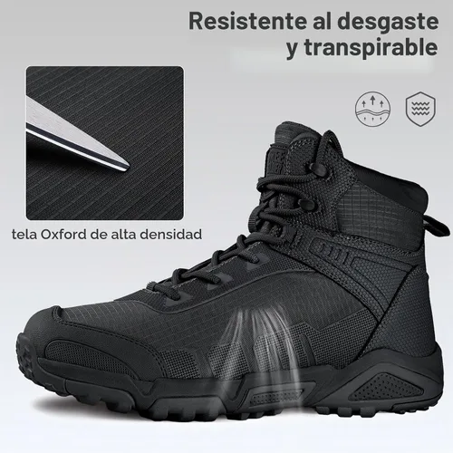 Vista 5 de FREE SOLDIER Botas tácticas impermeables para hombre, botas de trabajo ligeras y cómodas, botas de combate para senderismo