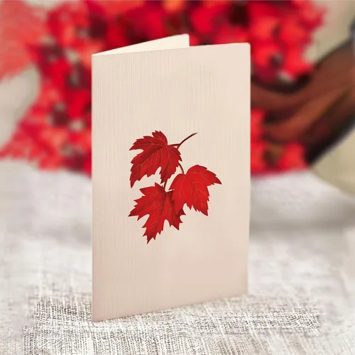 Vista 6 de Freshcut Paper Red Maple Tree - Tarjeta desplegable clásica de 11 pulgadas Árbol de arce rojo