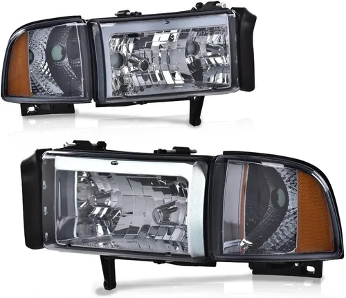 Vista 12 de PIT66 Conjunto de faros LED para Dodge Ram 1500 2500 3500 1994-2002 Reflector ámbar con carcasa negra