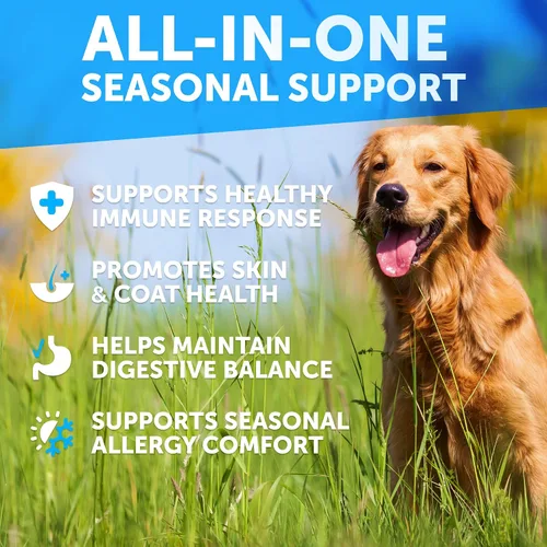 Vista 2 de Masticables para alergias para perros, alivio de picazón en la piel para perros, 120 golosinas suaves masticables con calostro y probióticos