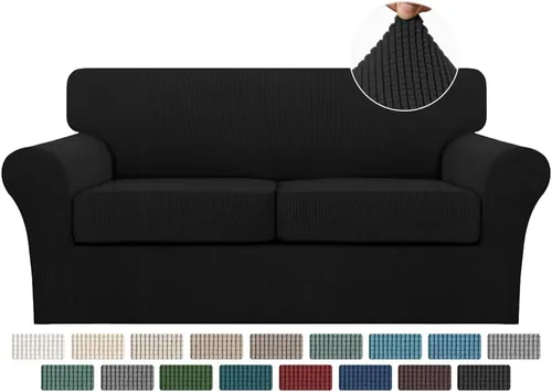 Vista 59 de Turquoize 2 fundas para sillas de sala de estar, funda de sofá con fundas de cojín individuales, funda de muebles para sillas (silla, beige biscotti)