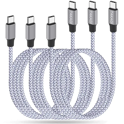 Vista 8 de Cable USB C a USB C, cargador tipo C, cable de carga rápida de 60 W, 3 pies, paquete de 3 Nylon Braided Data Sync SCSI Cable for iPhone 18 Pro