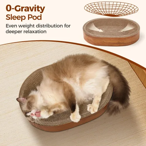 Vista 3 de ComSaf Tabla rascador para gatos, cama rascador para gatos de interior, almohadilla de cartón corrugado para gatos, rascador ovalado duradero