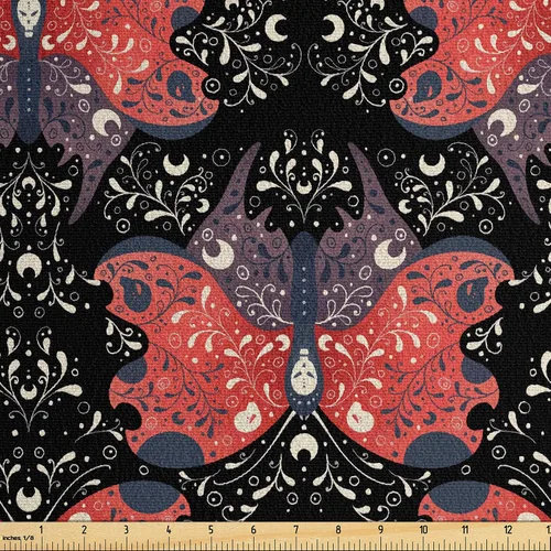 Vista 37 de Ambesonne The Yard, tela de gamuza sintética tradicional americana por The Yard, Garden Feel Moths Bellotas Hojas Magic Forest Concept Art