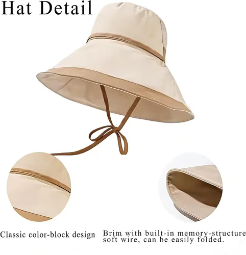 Vista 4 de Sombrero de sol de ala ancha para mujer, protección UV, plegable, plegable, plegable, para pesca, para viajes