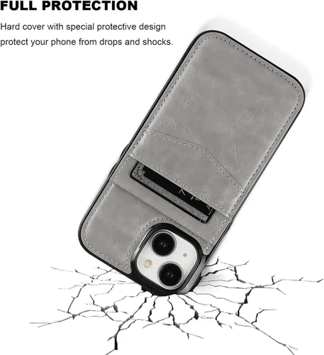 Vista 54 de KIHUWEY - Funda tipo cartera compatible con iPhone 15 con soporte para tarjetas de crédito, cierre magnético, soporte de cuero premium, cubierta